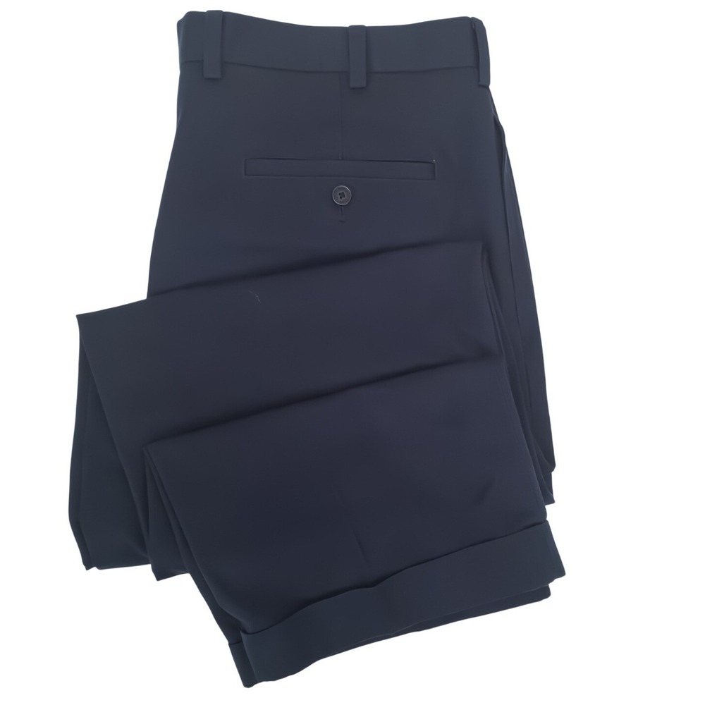 Brooks Brothers Chino Mens 37x30 Navy Blue Pleated Elliot 346 Cotton Trousers